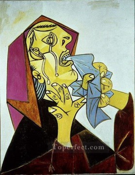 La femme qui pleure avec mouchoir III 1937 Cubismo Pinturas al óleo